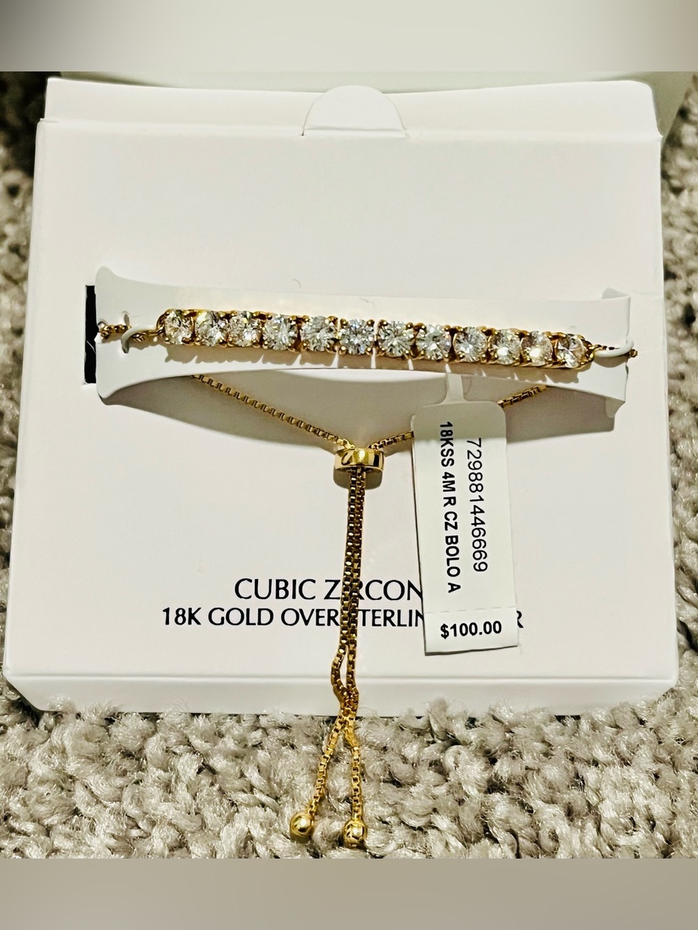Giani Bernini Cubic Zirconia Curved Bar Bolo Bracelet
